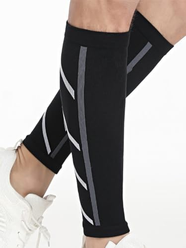 Leg Calf Compression Sleeve for Men Women Footless Sock - color: Black