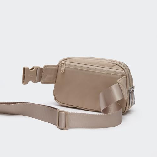 Pander Nylon Fanny Pack Belt Bag for Women with 5 Zipper Pockets - color: Raw Linen