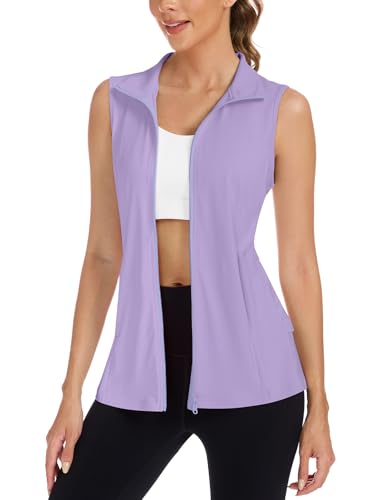 LURANEE Women's Golf Vest Athletic Top with Peplum Hem & Deep Pockets - color: Lavender Purple, size: X-Large