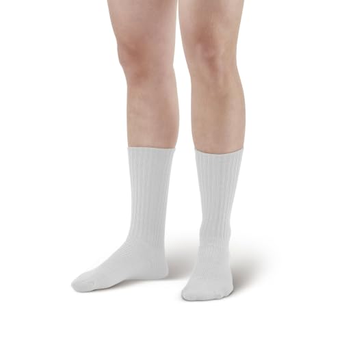 Ames Walker AW Style 195 E-Z Walker Sport 8-15 mmHg Mild Compression Crew Socks - color: White, size: X-Large