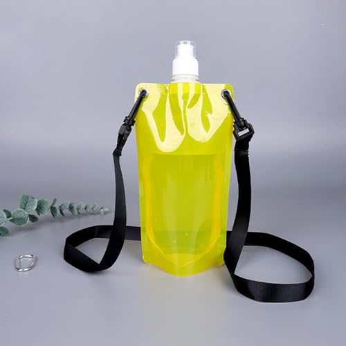Water Pouch for Running 650ml Leak-Proof Foldable Flask with Strap - color: Yellow