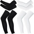 2 Pairs Compression Leg Sleeves Full Leg Compression Sleeve UV Protection Arm Sleeves with Anti-slip Silicone Strips - size: Small