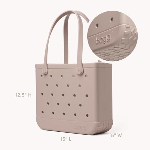 BOGG BAG Medium Tote – 15” x 12.5” x 5” – Essential Bags for Beach, Pool, Boat, Sports, Tailgating, Cruise, Travel - color: Mushroom