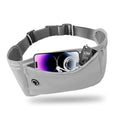 Slim Running Belt for Women Men, Runners Fanny Pack Phone Holder, Money Belt, Running Gear Accessories, with 3 Pockets, Light Gray - color: Light gray