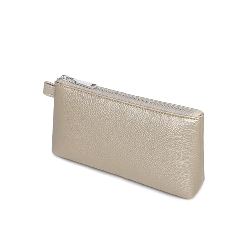 Small Makeup Bag for Purse, Leather Cosmetic (Pearl White Tea) - color: Pearl White Tea