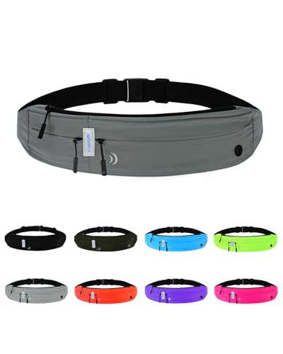 WATERFLY Running Belt Fanny Pack:Phone Holder Belt for Men Women - color: Dark Grey