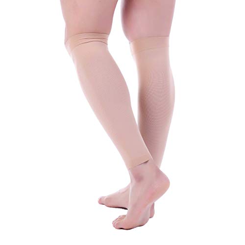 Doc Miller Compression Calf Sleeve for Men & Women, 20-30mmHg - color: Skin/Nude, size: Medium REGULAR