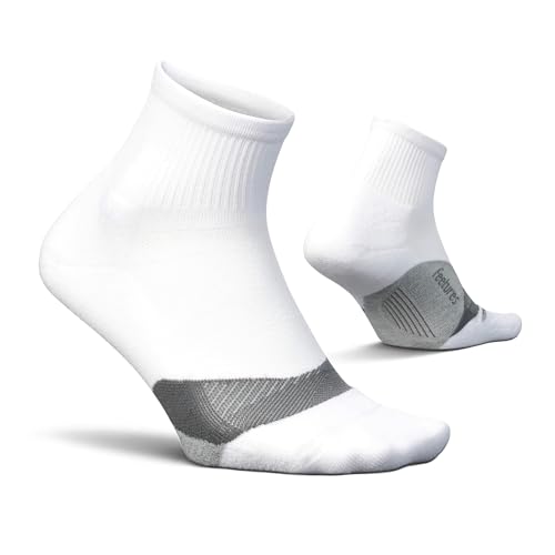 Feetures Elite Light Cushion Quarter Sock - color: New White (1 Pair ), size: Small