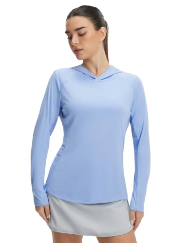 baleaf Women's Sun Shirts Mesh Back Long Sleeve Tops - color: Light Blue, size: Medium