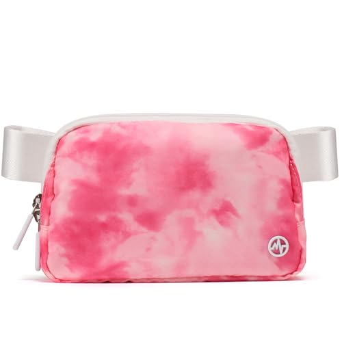 Pander Nylon Fanny Pack for Women, Two-Way Zipper Crossbody Bag - color: Cloud Pink