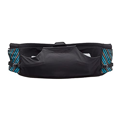 Nathan Running Belt Pinnacle Hydration Waistbelt/WaistPack. Includes Soft Flask, Storage, Zipper Pocket. For Running, Hiking Fanny Pack. No Bounce! (XXS/XS, Black/Blue)