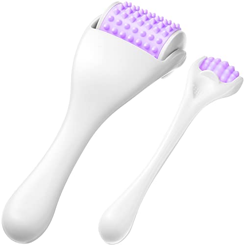 Tondiamo 2 Pcs Muscle Roller Portable Massager Roller, Purple, Silicone - color: Purple, style: Silicone