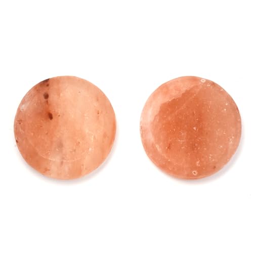 2 Pcs Himalayan Salt Hot Massage Stones Cold Stones Set Warm Rocks Kit for Facial SPA 3.14 * 3.14in - size: ROUND SHAPE
