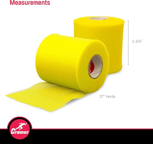 Cramer Tape Underwrap, Single Roll, Brite Yellow, Non-Latex Pre Wrap to Protect Skin from Irritation and Discomfort Caused by Athletic Tape, Tearable Sports Wrap, Non-Adhesive, 2.75" x 21 Yards - color: Bright Yellow