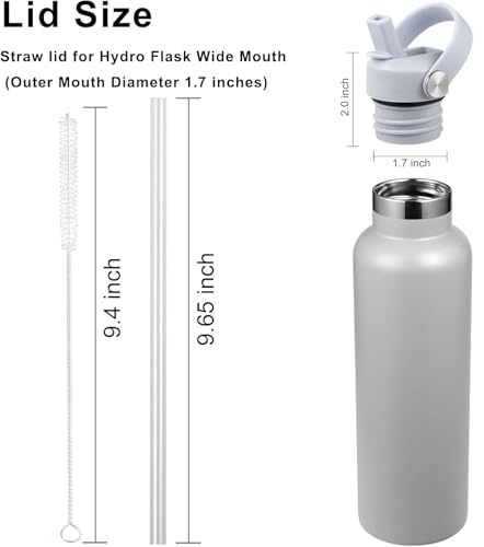 RRegeny Straw Lid fits Hydro Flask Standard Mouth, 21 24 oz, Sports Flex Cap Water Bottle Accessories Replacement Top - color: Smoky Gray+1pack