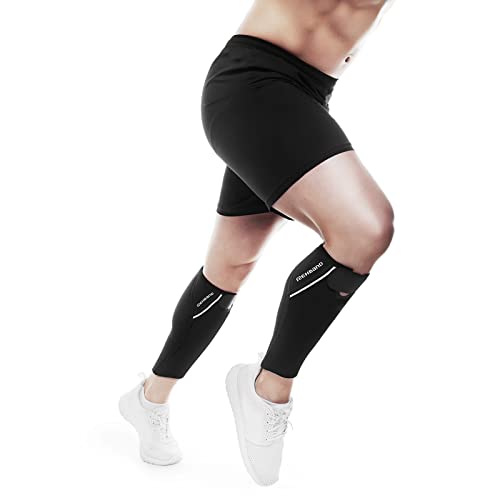 Rehband Calf Sleeve 5mm Neoprene, Unisex Shin Calf Compression Sleeve for Running, Football, Fitness, Compression Calf Support helps with cramps and stabilizes muscles, Colour:Black, Size:Medium - size: Medium