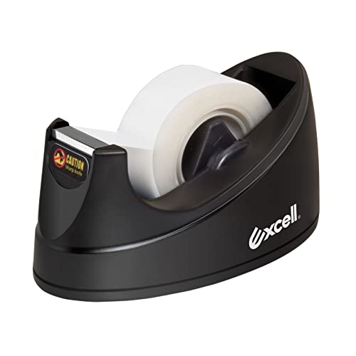 Excell 115BK Mini Desktop Tape Dispenser, Lightweight, 3/4" Wide, 1" Core