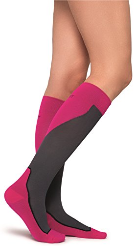 JOBST Sport Knee High 15-20 mmHg Compression Socks, Pink/Grey, Large - color: Pink/Grey, size: Large (1 Pair)