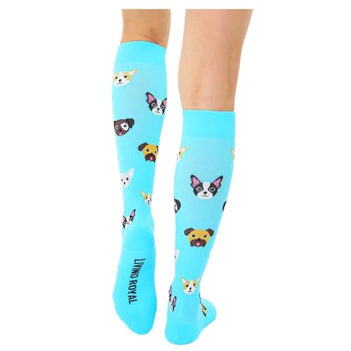 Living Royal Compression Socks - Graduated Compression 15-20mmHg, Padded Cushion Bottom Fun Socks, Moisture-Wicking - color: Dog