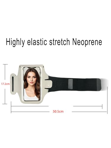 Water Resistant Cell Phone Armband Case Running Holder for iPhone 16 15 14 13 12 11 XS Pro Max Plus Galaxy Ultra Plus Adjustable Strap & Key Pocket, Grey - color: Grey