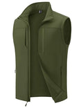 MAGCOMSEN Men's Lightweight Softshell Vest Outerwear Fleece Golf Running - color: Army Green, size: X-Large