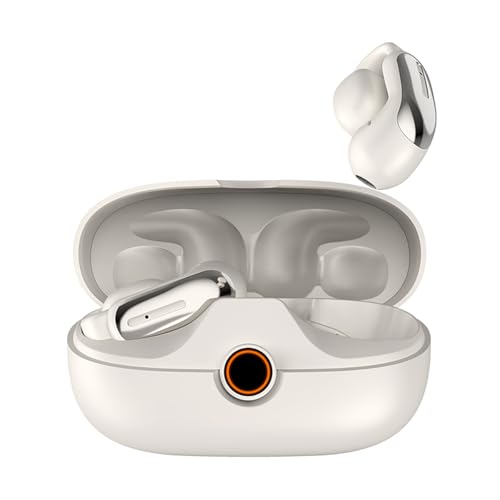 Open Wireless Bluetooth 5.4,Clip-On Bluetooth with Earhook, IPX5 Waterproof Safe for Sports Running Cycling (Beige)