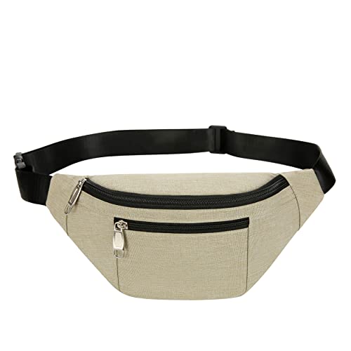 Fanny Pack for Men & Women, Fashion Waterproof Waist Packs with Adjustable Belt, Casual Bag Bum Bags for Travel Sports Running. - color: Beige