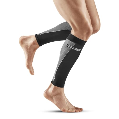 CEP Men’s Calf Compression Running Sleeves | Running Ultralight Calf Sleeves - color: Black/Grey, size: 3