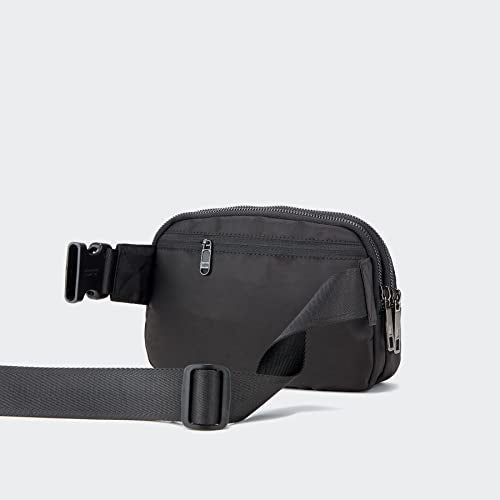 Pander Nylon Fanny Pack Belt Bag for Women with 5 Zipper Pockets, Black - color: Black Polyester