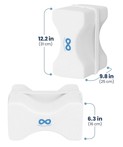 Everlasting Comfort Memory Foam Knee Pillow for Side Sleepers – Sciatica Pain Relief Pillow, Removable Strap Support – Leg Pillows for Sleeping Alignment, Knees, Back & Hip Cushion - size: Large
