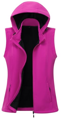 KVE Women's Windproof Waterproof Lightweight Softshell Vest - color: Purple, size: X-Large