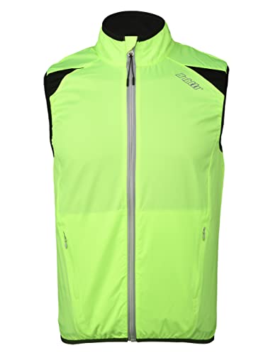 bpbtti Men's Cycling Running Vest Sleeveless Windbreakers With Two side Pockets(2.0) - Windproof, Breathable and Reflective - color: Yellow, size: Large