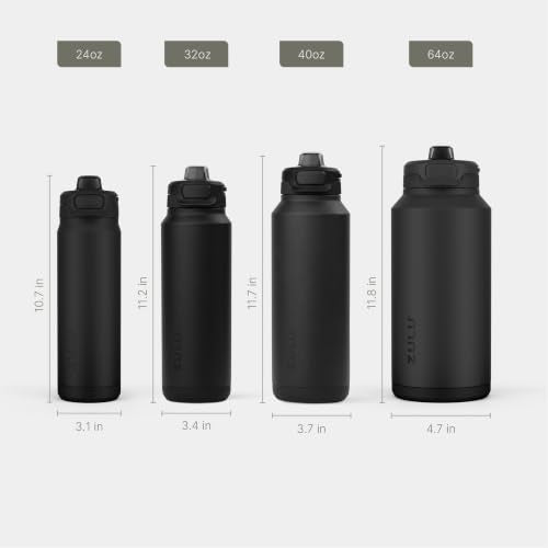 ZULU Powerfill Pro 24oz Stainless Steel Sip or Chug Water Bottle, Black - color: Black, style: 24oz