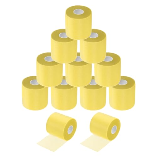 MECCANIXITY 12 Rolls Pre Wrap Athletic Tape 30 Yard x 2.8" Foam Under Wrap Tape Sports Prewrap Headband for Ankles Wrists Hands Knees - color: Yellow