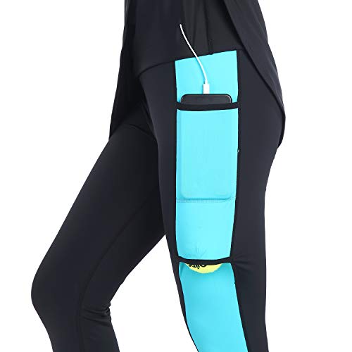 ANIVIVO Women Skirted Leggings Tennis Yoga Legging with Skirt - color: Black Sky Blue, size: XX-Large