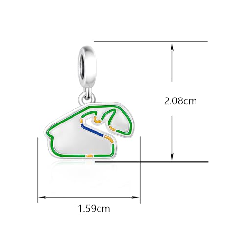 F1&Famous Race Racetrack Charm for Bracelet Necklaces, S925 Sterling Silver Charms, UK Brazil Spain Race Track Charms Jewelry Racing Souvenirs Gift - color: Race Racetrack Q4094