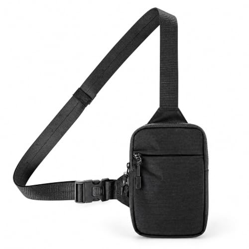 Simptech Crossbody Sling Bag - RFID Blocking Anti-Theft Chest Pack - 500D Nylon Fanny Pack, Hidden Pocket & Cut-Resistant Strap for Running, Travel & Everyday Workout - color: Black Plus