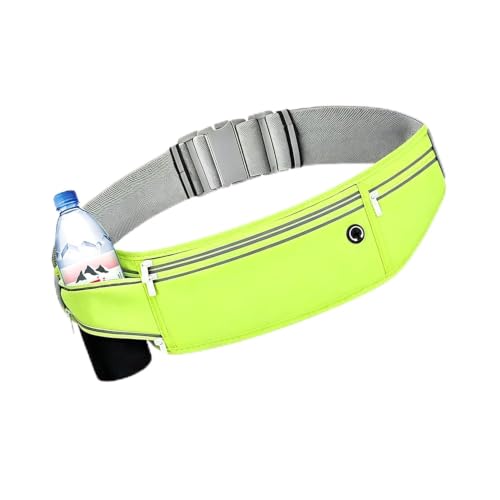 Slim Running Belt for Women Men,Runners Fanny Pack Phone Holder,Money Belt,Running Gear Accessories,with 3 Pockets (Grass green) - color: Grass green
