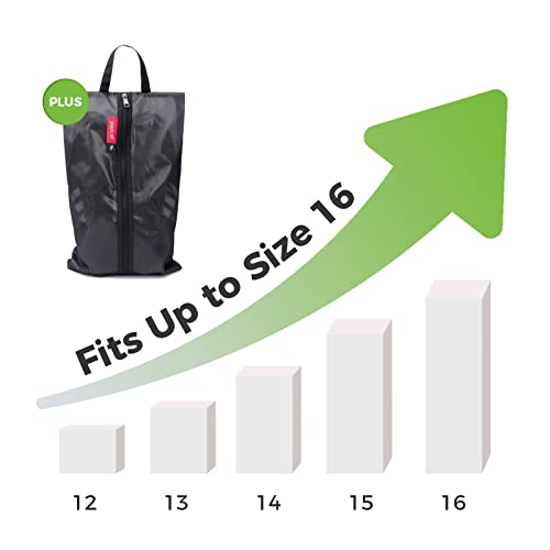 pack all Plus-Sized Shoe Bag for Travel, Water-Resistant Shoe Pouch - color: Plus-Black, style: 2 Pack
