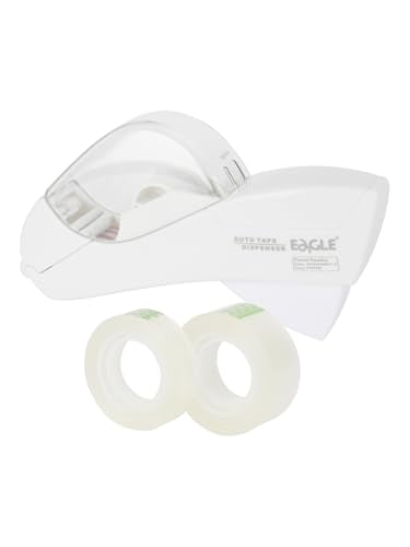 Eagle Automatic Tape Dispenser, Handheld & Portable Design, Office Tape Gun, One-Handed Operation with Safety Blade for Office, Home, DIY or Packaging (Includes 2 Free Tapes)(Snowy White) - color: Snowy White