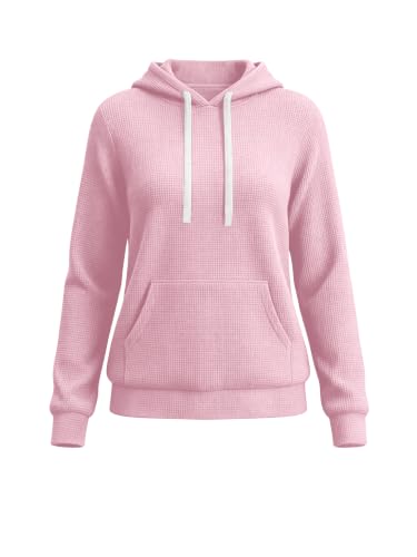 Women Hoodies Pullover Casual Loose Fit Long Sleeve Sweatshirt with Pockets - color: A467 Pink, size: XX-Large