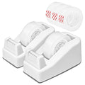 2-Pack Compact Desktop Tape Dispenser with 5 Rolls 3/4" Tape, White - color: White