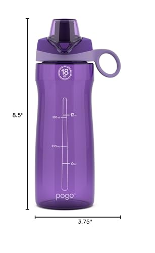 Pogo BPA-Free Plastic Water Bottle with Chug Lid, 18 Oz, Purple - color: Purple, size: 18 Ounces