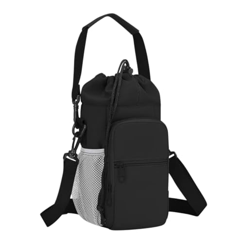 Water Bottle Holder with Removable Handle Strap 32 40oz Crossbody Insulated Water Bottle Carrier Sling Bag with Adjustable Strap and Phone Purse 5 Pockets for Walking Hiking Gym Travel - color: Black 1