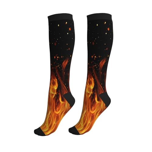 Compression Socks Knee High Circulation Support Socks For Women Men Athletic Running Hiking Cycling - color: Fire