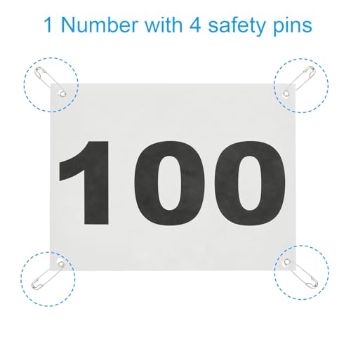 PATIKIL Tearproof Running Bib Numbers, Waterproof Race Competitor Numbers with Safety Pin - size: 7x6 Inch, style: 1-100