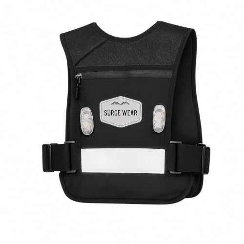 Running Phone Holder Vest with 500ml/17 oz Water Bottle | Reflective Hydration Vest | Adjustable | 4 LED Lights | 6 Pockets for Running Accessories | Unisex