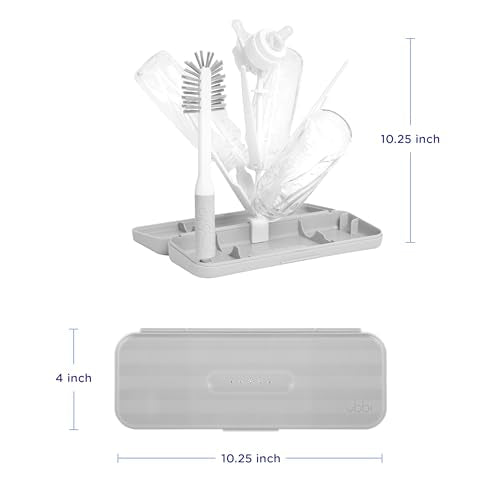 Ubbi On-the-Go Drying Rack & Bottle Brush Set, Holds Up to 8 Bottles, Gray - color: Gray