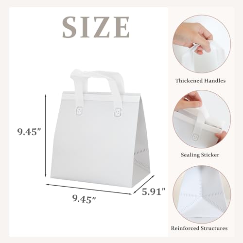 12Pcs Insulated Take Away Bags Disposable Cooler Bag Thermal Lunch Grocery Take Out Bags for Coffee Milk Tea Hot Cold Drink Fresh Food Delivery - color: Black, White, Brown, Matcha, size: 9.45"(H) x 9.45"(L) x 5.91"(W)