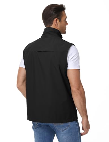Eisctnd Mens Lightweight Quick Dry Vest Sleeveless Outerwear Utility Jacket - color: Black, size: Small